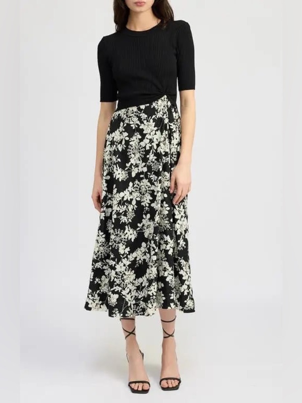 En Saison Josephine Mixed Media Midi Dress NWT